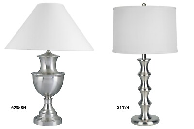 #ad 2 Styles Brushed Steel Base White Fabric Shade 27.5quot; 29quot;H Table Desk Lamp $125.99