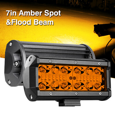 #ad 2X7Inch 3000K Amber LED Work Light Bar Spot Flood Offroad SUV Driving Fog Lamp $36.59