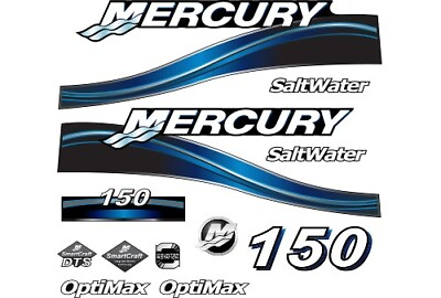 #ad New Outboard Decal Sticker Kit Mercury 150 HP Blue $59.99