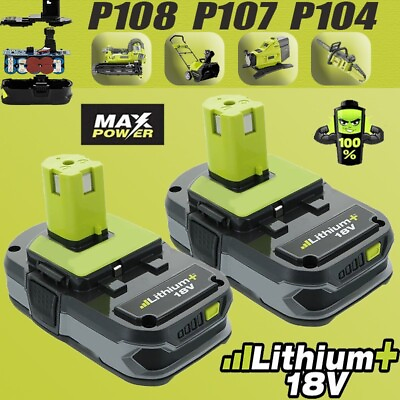 #ad 2Pack For RYOBI P108 18V Plus High Capacity Battery 18 Volt Lithium Ion new $28.00