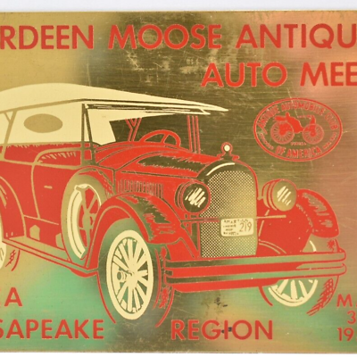 #ad 1959 Aberdeen Moose Antique Car Auto Automobile Show Meet AACA Maryland Plaque $68.25