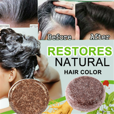#ad 100% Organic Grey Reverse Shampoo Bar Essence Hair Darkening Shampoo Soap $6.89