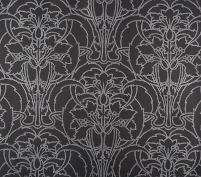 #ad High Design Silver Bold Damask Pattern on Black Wallpaper BW28710 $26.79