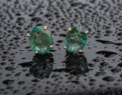 #ad Green Emerald Studs 925 Sterling Silver Ear Pins Man amp; Women Gemstone Ear Pins $242.00