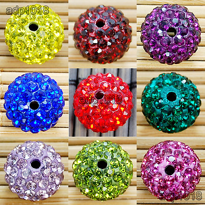 #ad 50pcs Quality Czech Crystal Rhinestones Pave Clay Disco Ball Spacer Beads 10mm $6.99