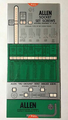 #ad VINTAGE Allen Manufacturing Co. Socket Set Advertising Cap Screw Guide 1963 $11.99