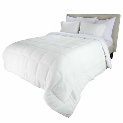 #ad Twin Reversible Down Alternative Comforter with Sherpa White 69 x 90 Bedspread $34.99