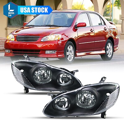#ad Pair Headlight Assembly for 2003 2008 Toyota Corolla Clear Lens Headlamps $44.74