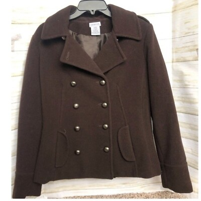#ad Brown Ladies Double breasted Pea Coat $15.00