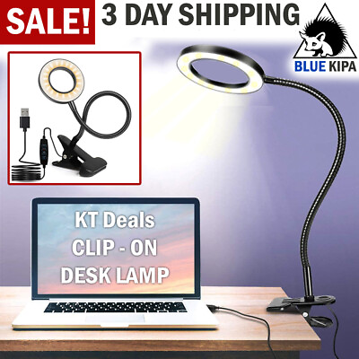 Clip On Desk Lamp LED Flexible Arm USB Dimmable Study Reading Table Night Light $13.89