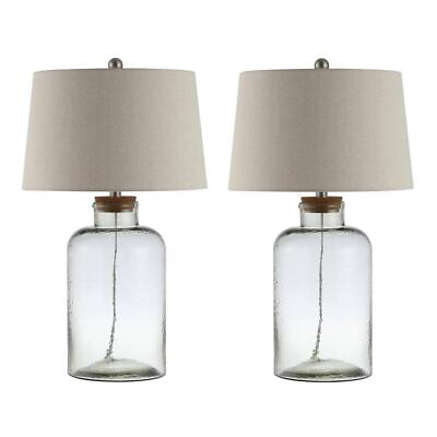 #ad Safavieh Lamp Sets 27.5 quot;Hx16 quot;W Caden Oatmeal Shade Cylinder Glass In Beige $168.88