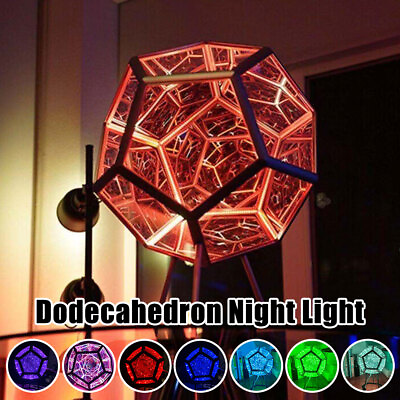 #ad 3D LED Infinity Mirror Cool Color Art Light Night Light Geometry Dodecahedron $39.99
