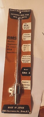 #ad Vintage RMS Exact RCA TV Antenna Replacement 39quot; Model No. SRA 4 NOS NIB $12.99