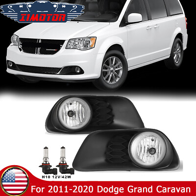 #ad Clear Fog Lights Fits 11 19 Dodge Grand Caravan Assembly Lamps Wiring Kit Switch $45.99