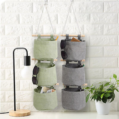 #ad 3 Pockets Hanging Storage Bag Wall Pouch Cosmetic Toys Pouch Bag Organizer $14.80