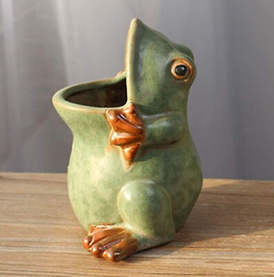 #ad Ceramic Frog Shaped Plant Pot Bonsai Pot Flower Pot Succulent Planter $9.69