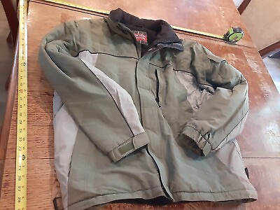 #ad Northern Exposure Jacket Mens Large Beige Puffer Outwear Full Zip Hoodie #4 $27.20