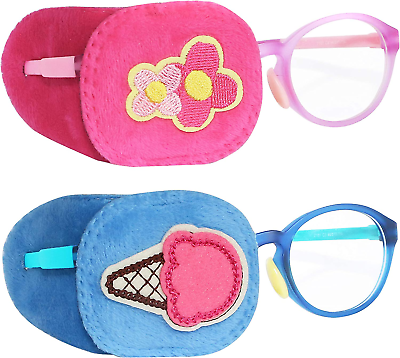 #ad Astropic 2Pcs Eye Patches for Kids Glasses to Cover Either Eye Pink Flower amp; Bl $15.28