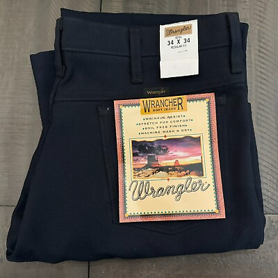 #ad Mens Wrangler Wrancher Dress Pants Regular Fit Sizes 28 36 Cowboy Jeans NWT $28.99