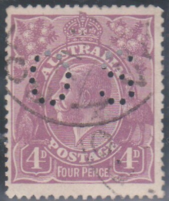 #ad F240 118 1918 AU 4d violet KGV perforated OS stamp DR AU $30.00