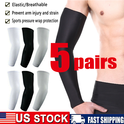 #ad 5 Pairs Cooling Arm Sleeves Cover UV Sun Protection Sports Outdoor For Men Women $5.98