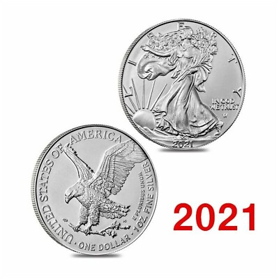 #ad 2021 American 1 oz .999 Fine Silver Eagle $1 Coin BU In Stock $19.99