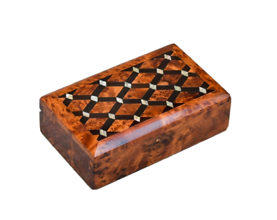 #ad Decorative Jewelry Box Storage Thuya Burl Keepsake Box Mother Of Pearl Wood Box $110.00
