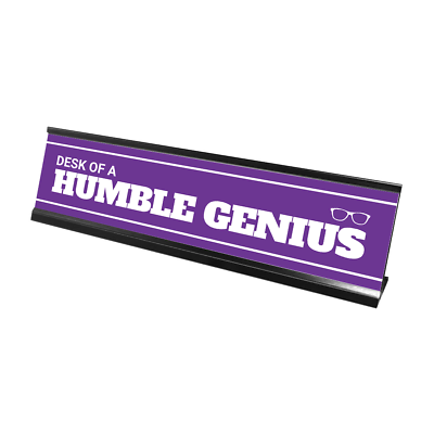 #ad Desk of a Humble Genius Purple Desk Sign 2 x 8quot; $14.24