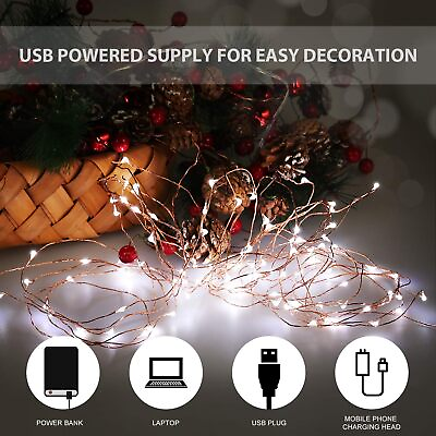 #ad USB Powered 20 50 100 LED Copper Wire Fairy String Lights Party Decor 2M 5M 10M $16.49