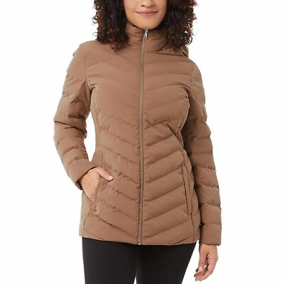 #ad NWT 32 Degrees Heat Puffer Soft Jacket Coat Copper Cognac Womens Large L Costco $29.99