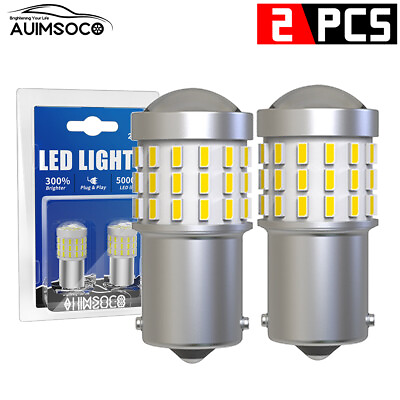 #ad Pair 1156 LED Reverse Backup Turn Light Bulbs Super Bright White 6000K BA15s $16.99