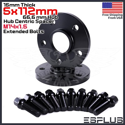 #ad 2x 15 mm Audi 5x112 66.6mm Hub Centric Spacer Fit Latest A Q R RS S SQ Series $57.49