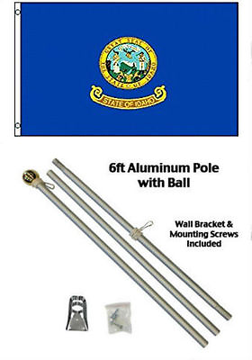 #ad 3x5 State of Idaho Flag Aluminum Pole Kit Gold Ball Top 3#x27;x5#x27; $23.88