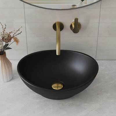 #ad DEERVALLEY Vessel Sink Oval Bathroom Art Basin Ceramic Rust Resistant Black $69.67