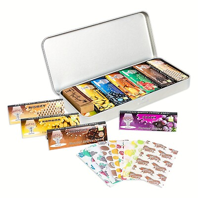 #ad 13 Booklets Flavored Rolling Paper 1 Booklet Filter Tips Paper Metal Box Pack $6.74