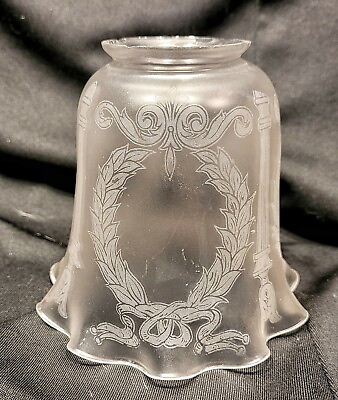 #ad Antique Frosted Clear Glass Lamp Shade Victorian Gasolier Art Nouveau Deco $23.00