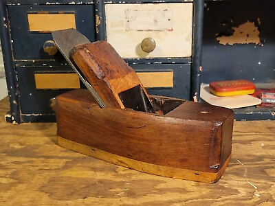 #ad Vintage Baldwin Tool Co. No 12 Coffin Smooth Hand Plane Maple Sole Dbl Iron 7.5quot; $22.00