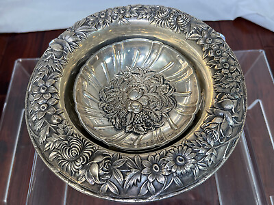 #ad 9.5 in Sterling Silver S. Kirk amp; Son Antique Floral Repousse Bowl Centerpiece $1747.00