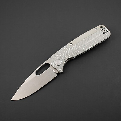 #ad NEW Asher Knives Spiro quot;Silver Spacerquot; Carbon Fiber S90V Drop Point CF EDC $219.00