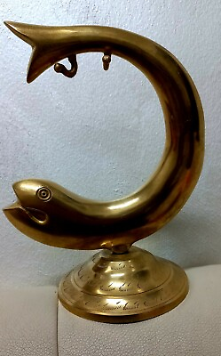 #ad 22.2 Oz 630 g Heavy Big VINTAGE Art Copper Fish Statue on a Stand Ancient $199.90