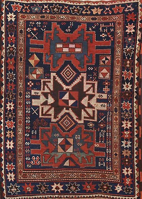 #ad Vegetable Dye Pre 1900 Antique Shirvan Russian Area Rug Tribal Hand knotted 4x5 $5599.00