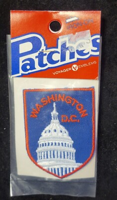 #ad Vintage on Card Washington DC Travel Souvenir Iron On Patch Capitol USA Voyager $7.00