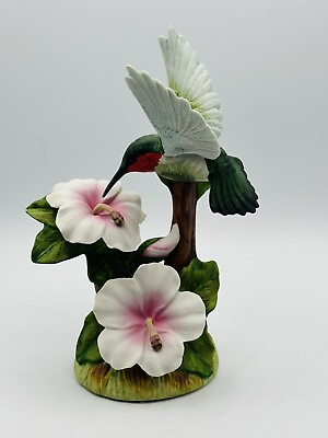 #ad Gallery Originals Ruby Throat Hummingbird Figurine Bisque Porcelain $14.99