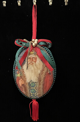 #ad Ornament Victorian Decoupage Santa $12.90