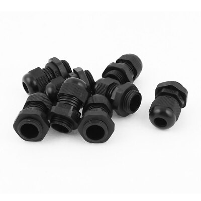 #ad 10 Pcs PG9 Black Plastic 4 8mm Dia Waterproof Cable Glands Connectors $6.59