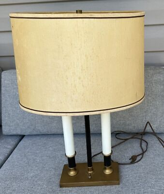 #ad Vintage French Style Bouillotte Lamp 2 Light Brass Base With Shade $75.61
