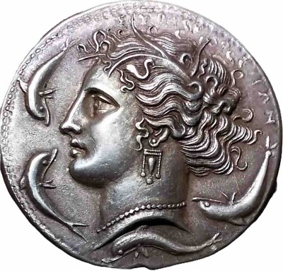 #ad SICILY Syracuse Dionysios I. 405 367 BC Decadrachm Ancient Greek Coin $185.00