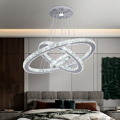 #ad Modern Crystal LED Chandelier Ceiling Lights Hanging Pendant Lamp Adjustable DIY $85.99
