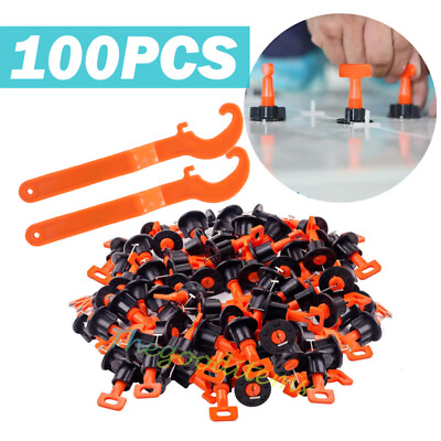 #ad 100PCS Tile Leveling System Kit Reusable Tile Spacers Wall Floor Clips Tools NEW $38.99