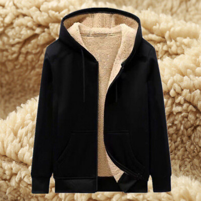 #ad Mens Fleece Fur Hooded Jacket Coat Zip Warm Hoodie Sweatshirt Outwear L 5XL $4.74